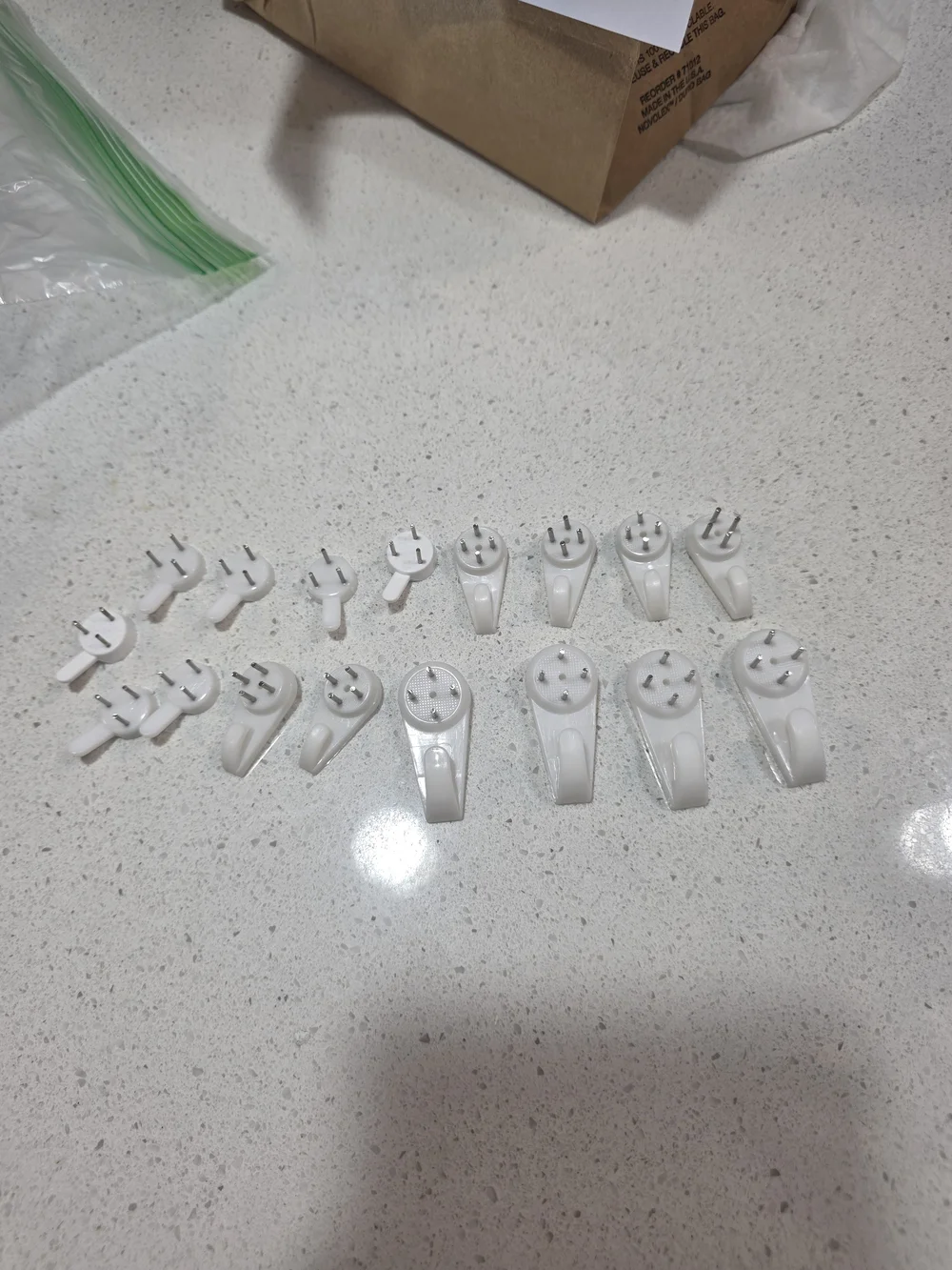 White Self-Adhesive Wall Hooks - Pack of Mixed Sizes
